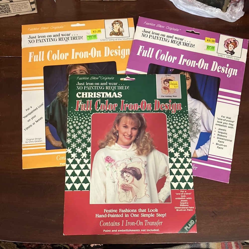 Lot of 3 Vintage 1990 & 1991 Fashion Show Originals Iron On Designs